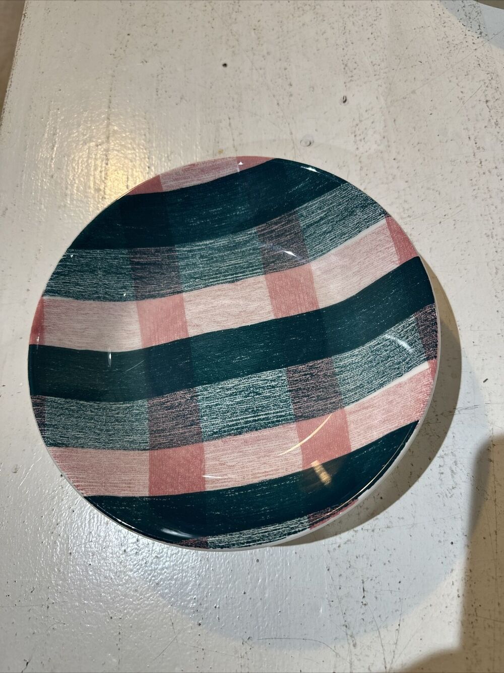 Over and Back Pink & Green Pasta Bowl Italy 8.25 x 1.75